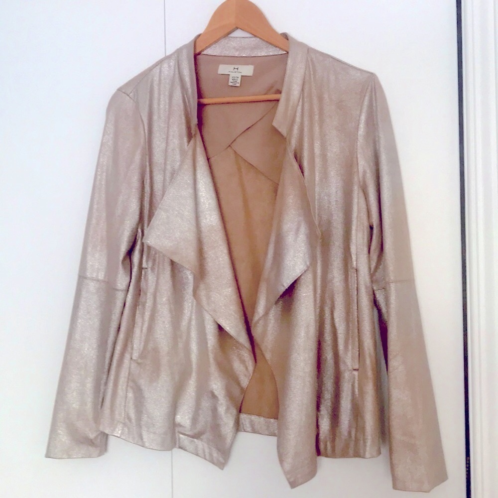 HALSTONl champagne Gold long sleeved loose fitting open Jacket Size X-Small